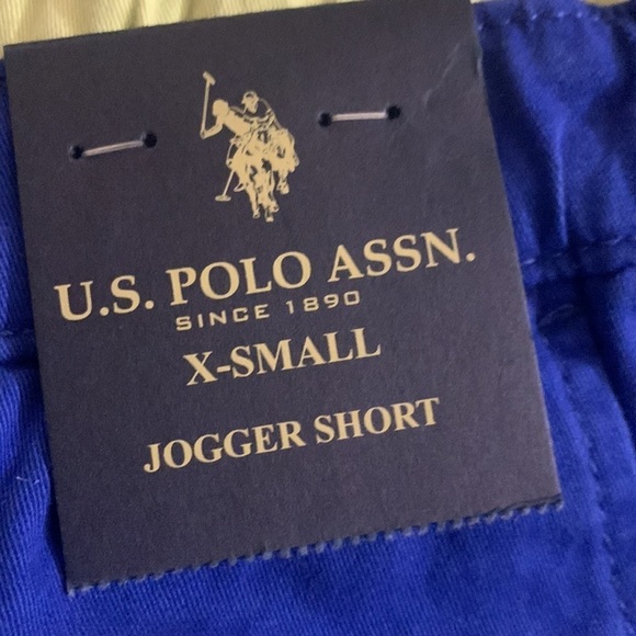 U.S. POLO ASSN Men's stretch jogging shorts blue/yellow XS Extra Small - Picture 6 of 8